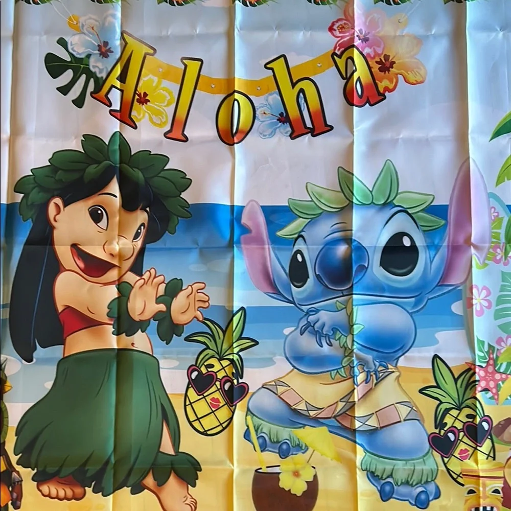Lilo and Stitch Aloha background,3 x 5, for Summer Party Decoration